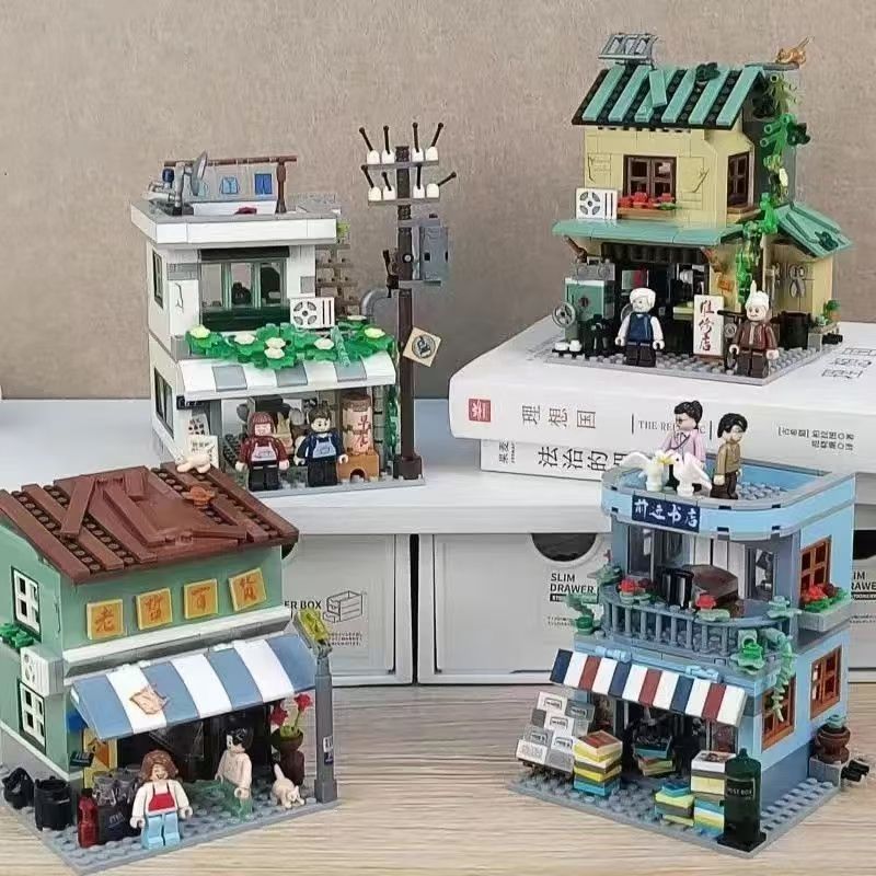 Vintage Collectibles Store - ミニストリートヴィンテージデパートビルディングブロックレトロ古い店舗モデルレンガDIY組み立てホームデコレーションコレクターズアイテムクリスマスギフト