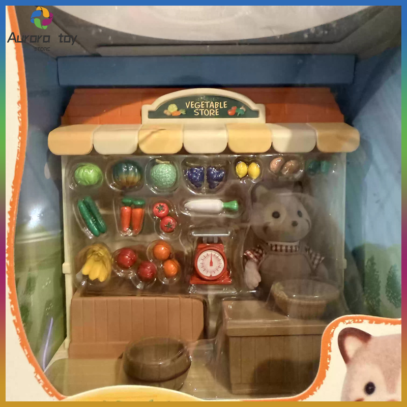 Vintage Collectibles Store - シルバニアファミリー 廃止ショップシリーズ アライグマの野菜屋さん ヴィンテージマーケット プレイセット ロールプレイごっこ遊び