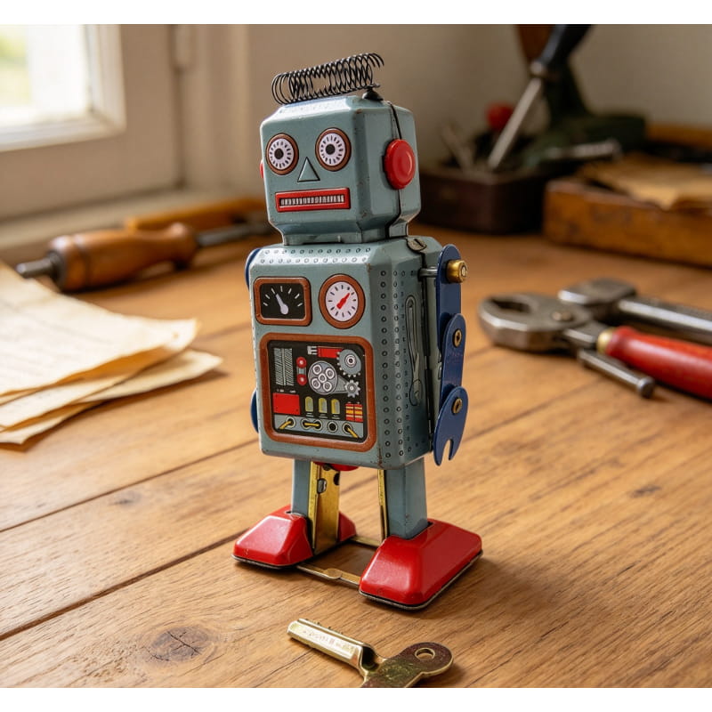 ヴィンテージMS294錫製ゼンマイ式ロボット、レトロな金属工 - Vintage Collectibles Store のレビューと価格