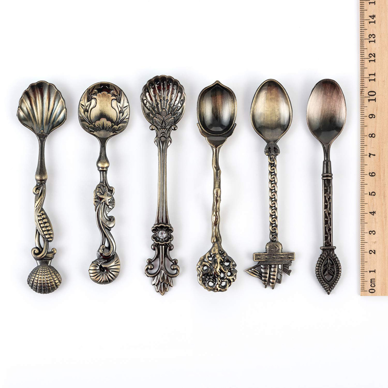 MR 5 個ヴィンテージロイヤルスタイルブロンズ彫刻小さなコ - Vintage Collectible Spoons のレビューと価格